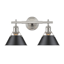  3306-BA2 PW-BLK - Orwell 2-Light Vanity Light in Pewter with Matte Black